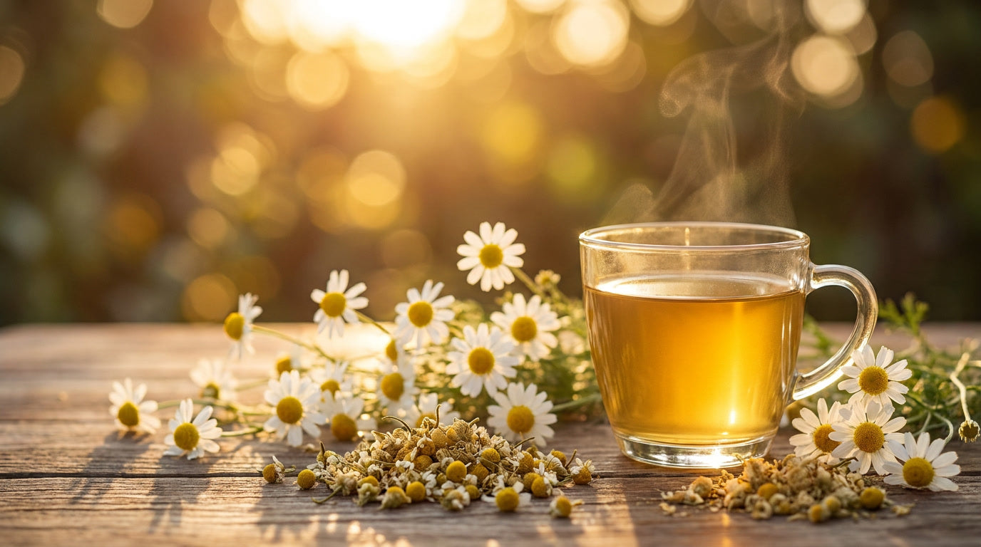 Kamille innerlich und äußerlich: Vielseitige Anwendungen in der Kräuterheilkunde – KI-generiertes Bild (Nano Banana Pro)