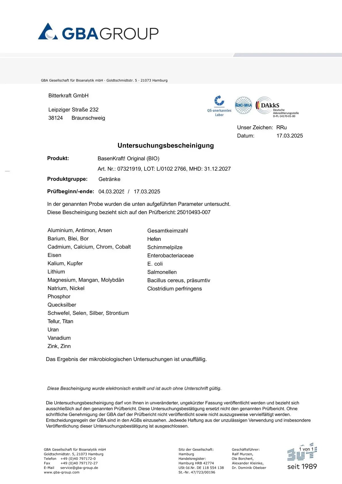 Basenkraft! Original (BIO) Bitterkraft GmbH - Bitterkraft