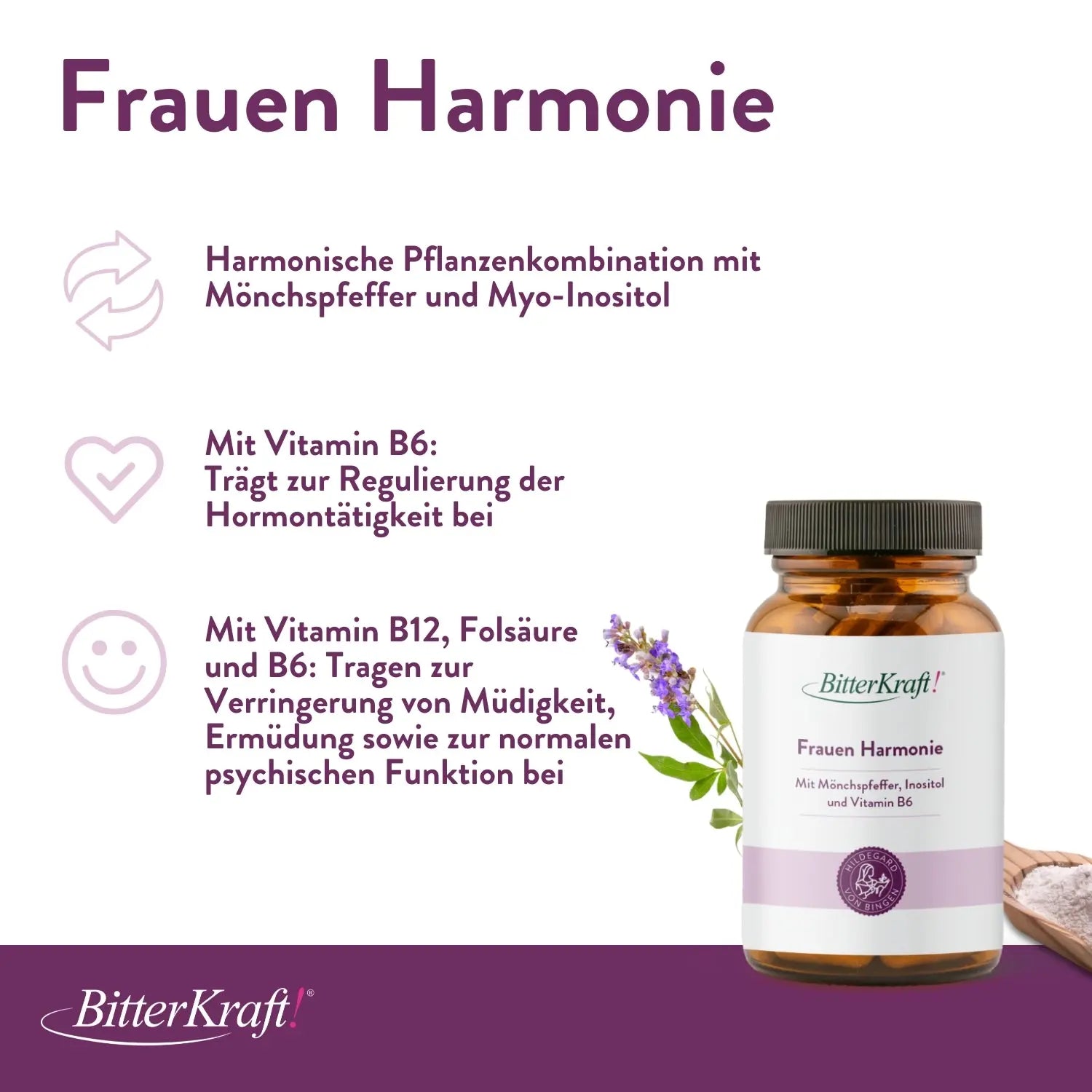 Bitterkraft Frauen Harmonie mit Vtamin B12, Flosäure und Vitamin b6