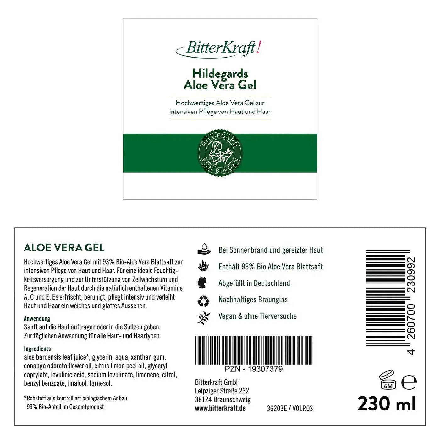 BitterKraft! Aloe Vera Gel 230ml Bitterkraft GmbH - Bitterkraft