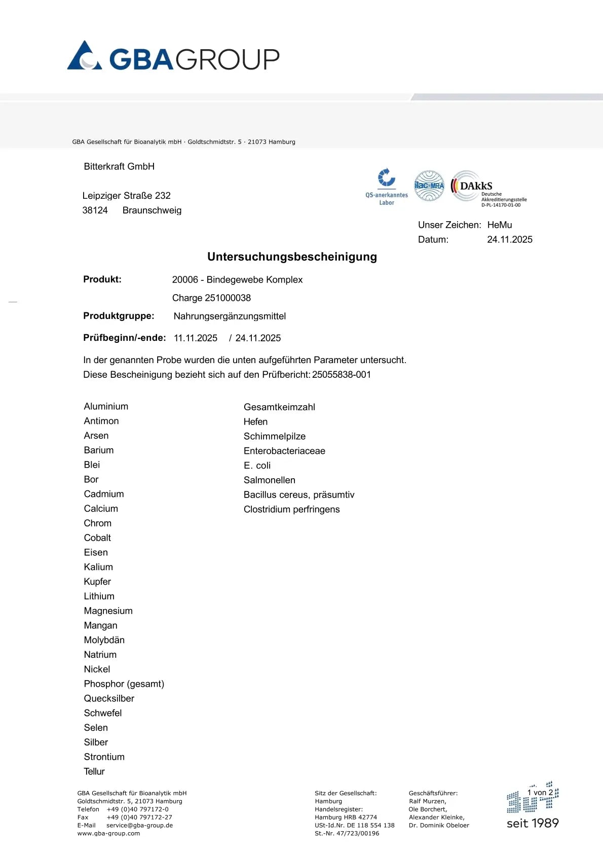 Bitterkraft Bindegewebe-Komplex Geburtstagspaket