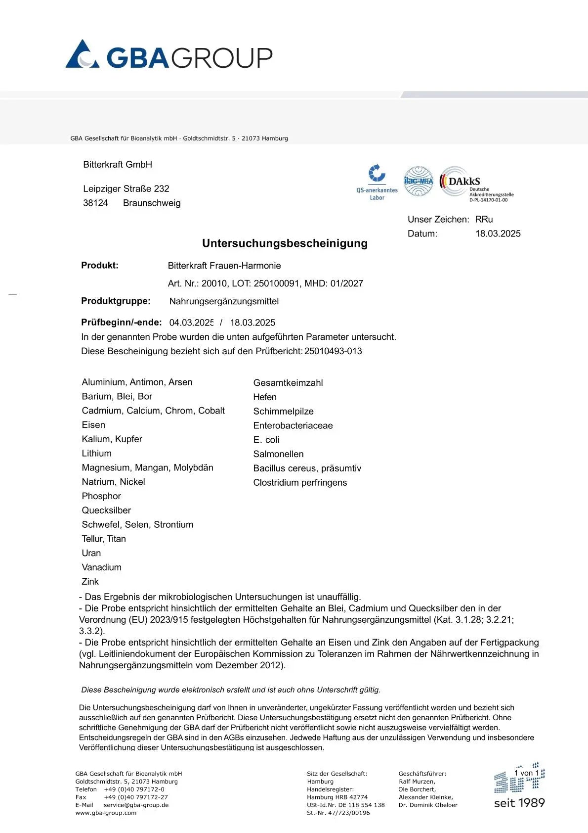 BitterKraft! Frauen Harmonie - Perioden-Komplex Bitterkraft GmbH - Bitterkraft