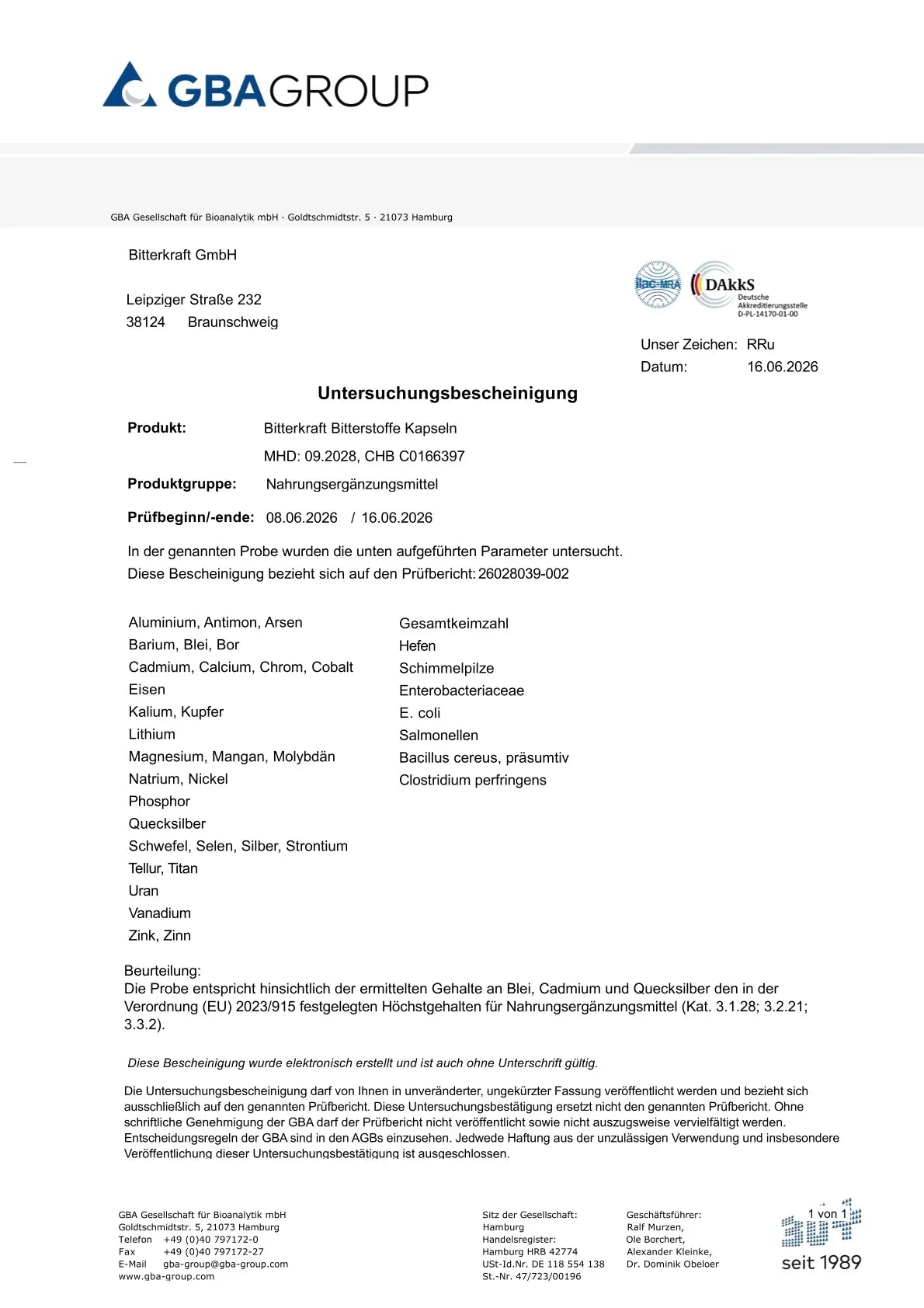 BitterKraft! Bitterstoffe Kapseln (60 Stück)